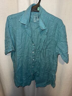 Tasso Elba Teal Short-Sleeve Button-Down Shirt